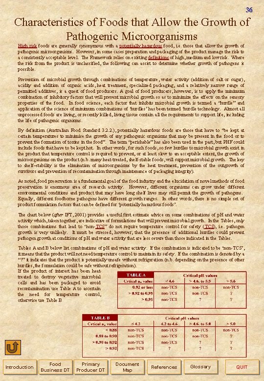 36 Characteristics of Foods that Allow the Growth of Pathogenic Microorganisms High risk foods