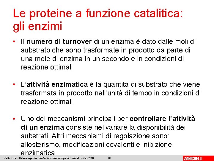 Le proteine a funzione catalitica: gli enzimi • Il numero di turnover di un