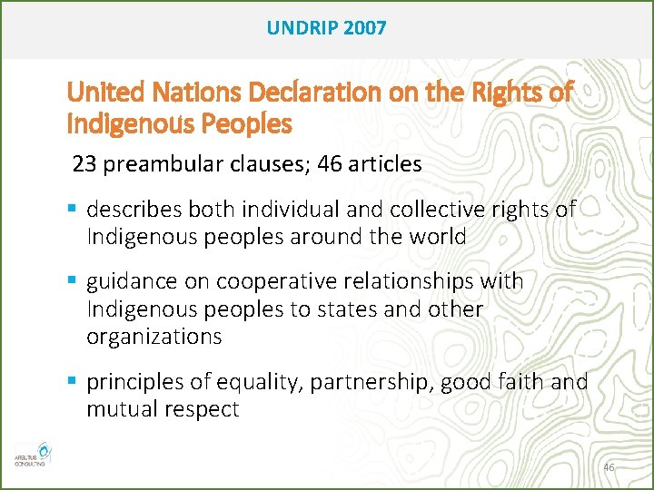 UNDRIP 2007 United Nations Declaration on the Rights of Indigenous Peoples 23 preambular clauses;