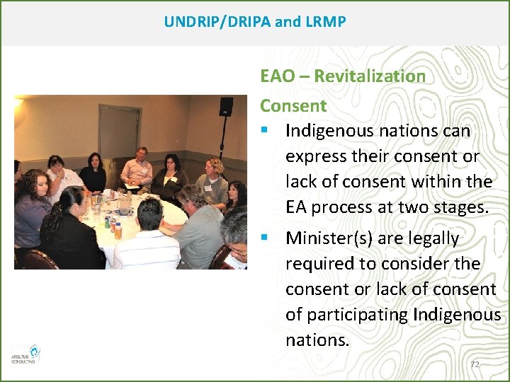 UNDRIP/DRIPA and LRMP EAO – Revitalization Consent § Indigenous nations can express their consent