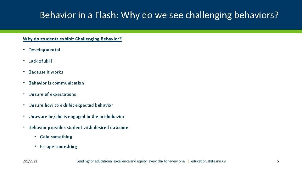 Behavior in a Flash: Why do we see challenging behaviors? Why do students exhibit