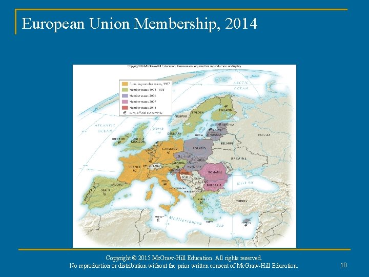 European Union Membership, 2014 Copyright © 2015 Mc. Graw-Hill Education. All rights reserved. No