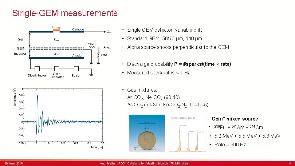 Single-GEM measurements • Single GEM detector, variable drift • Standard GEM: 50/70 µm, 140