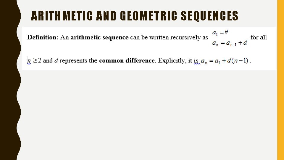 ARITHMETIC AND GEOMETRIC SEQUENCES 