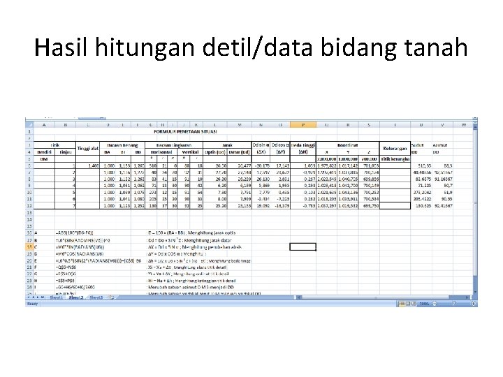 Hasil hitungan detil/data bidang tanah 