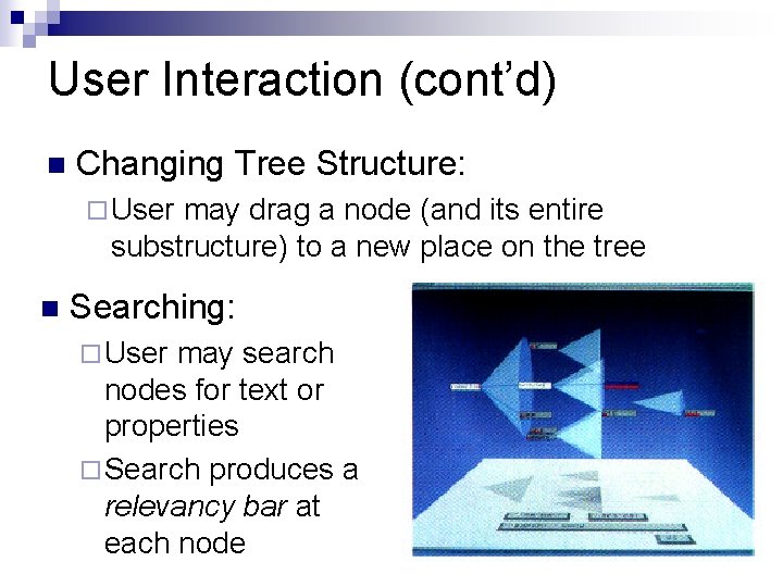 User Interaction (cont’d) n Changing Tree Structure: ¨ User may drag a node (and