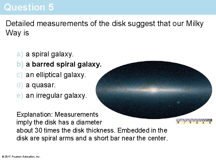 Question 5 Detailed measurements of the disk suggest that our Milky Way is a)