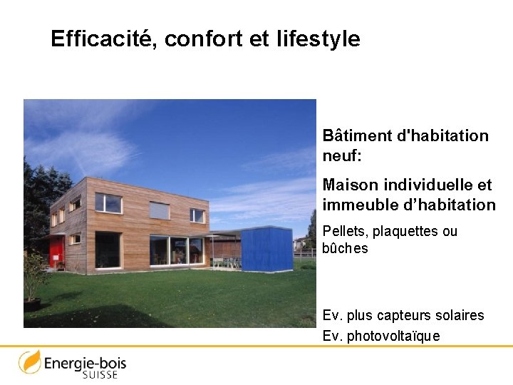 Efficacité, confort et lifestyle Bâtiment d'habitation neuf: Maison individuelle et immeuble d’habitation Pellets, plaquettes