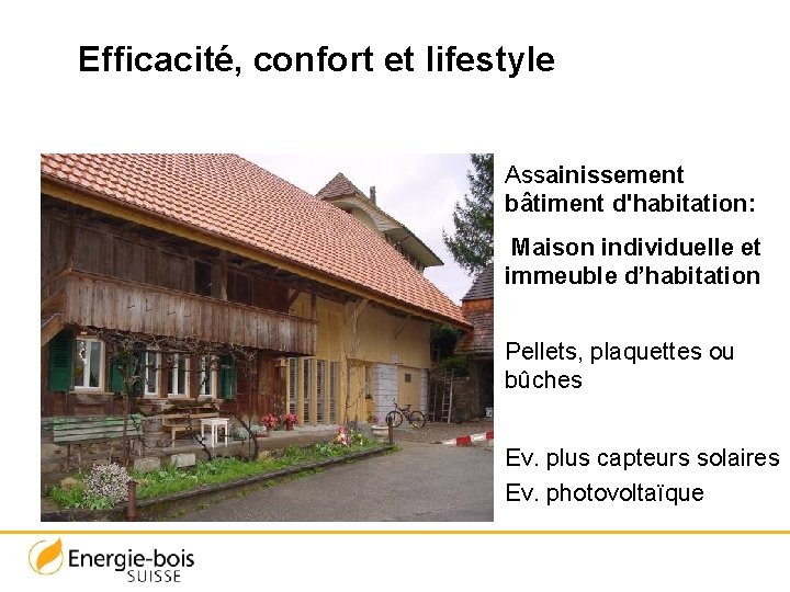 Efficacité, confort et lifestyle Assainissement bâtiment d'habitation: Maison individuelle et immeuble d’habitation Pellets, plaquettes