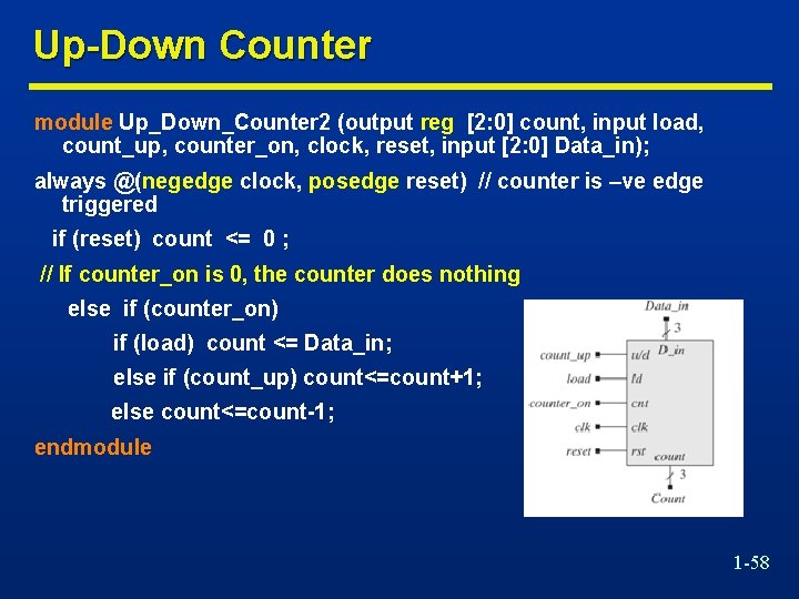 Up-Down Counter module Up_Down_Counter 2 (output reg [2: 0] count, input load, count_up, counter_on,