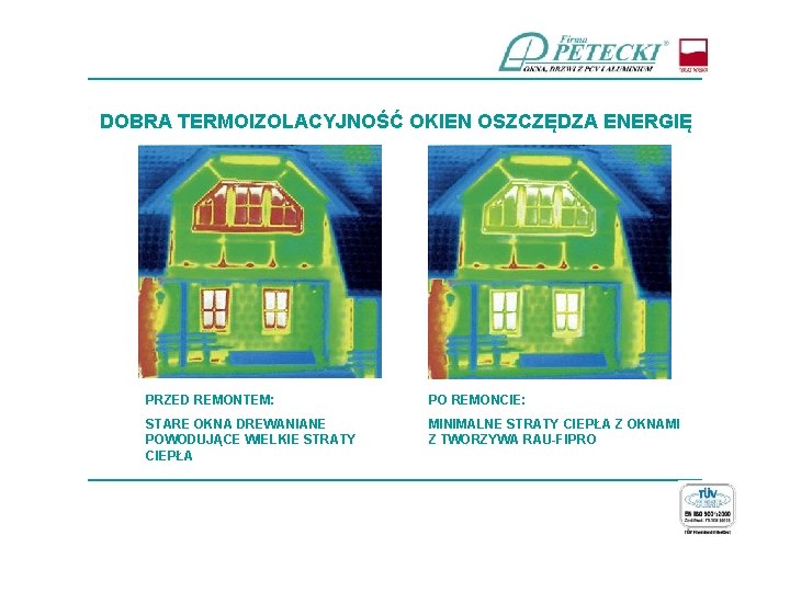 ____________________________ DOBRA TERMOIZOLACYJNOŚĆ OKIEN OSZCZĘDZA ENERGIĘ PRZED REMONTEM: PO REMONCIE: STARE OKNA DREWANIANE POWODUJĄCE