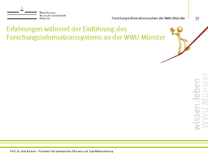 Forschungsinformationssystem der WWU Münster Erfahrungen während der Einführung des Forschungsinformationssystems an der WWU Münster