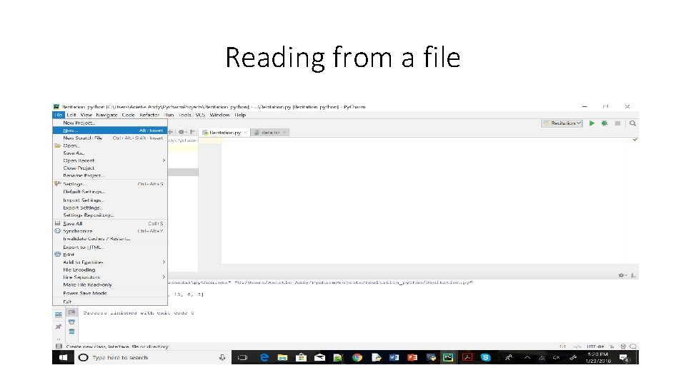 Reading from a file Reading from a file
