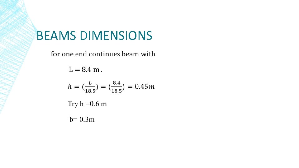 BEAMS DIMENSIONS ▪ 