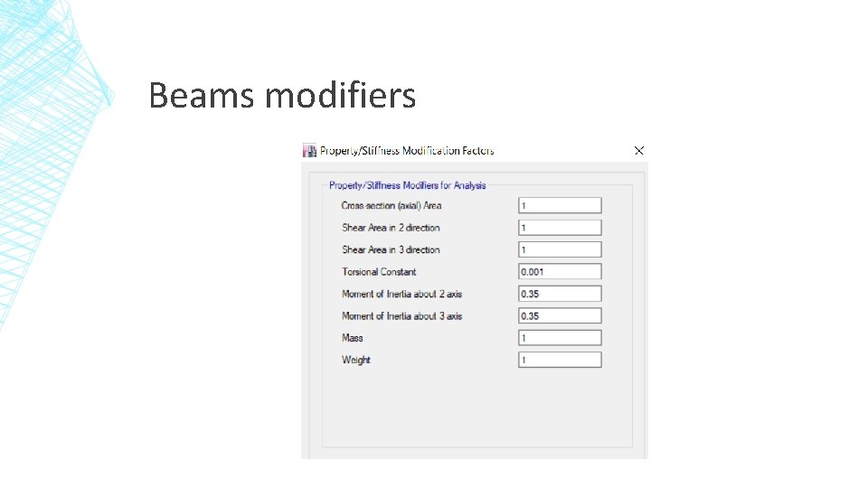 Beams modifiers 