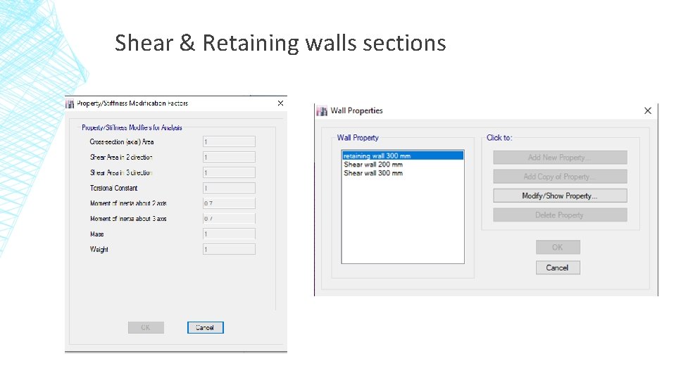 Shear & Retaining walls sections 