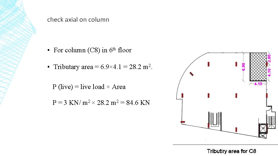 check axial on column ▪ For column (C 8) in 6 th floor ▪