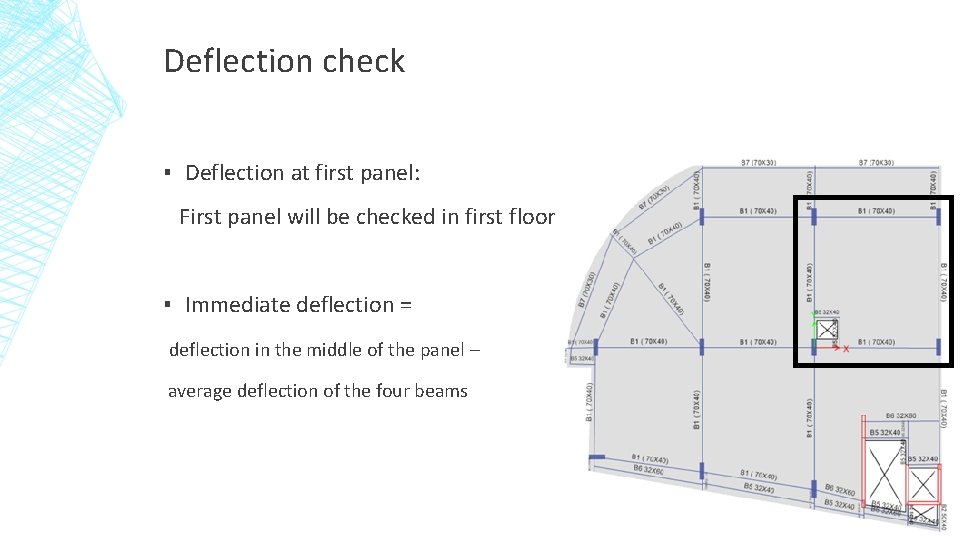 Deflection check ▪ Deflection at first panel: First panel will be checked in first