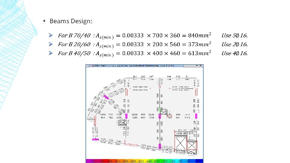▪ Beams Design: 