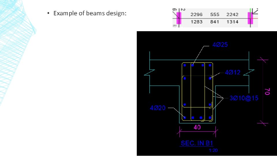 ▪ Example of beams design: 