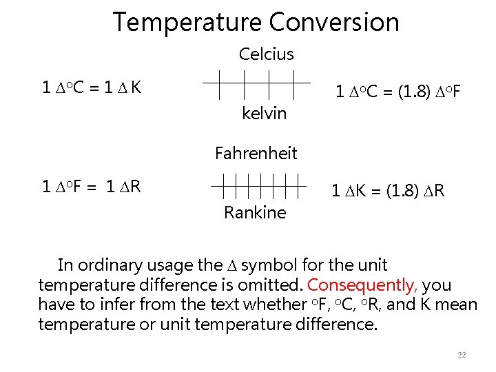 Temperature Conversion Celcius 1 D o. C = 1 D K 1 Do. C Temperature Conversion Celcius 1 D o. C = 1 D K 1 Do. C