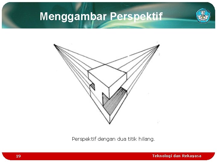 Menggambar Perspektif dengan dua titik hilang. 19 Teknologi dan Rekayasa 