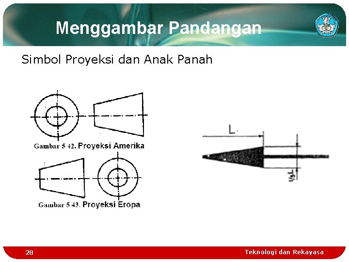 Menggambar Pandangan Simbol Proyeksi dan Anak Panah 28 Teknologi dan Rekayasa 