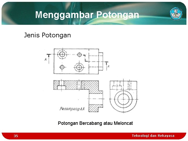 Menggambar Potongan Jenis Potongan Bercabang atau Meloncat 35 Teknologi dan Rekayasa 