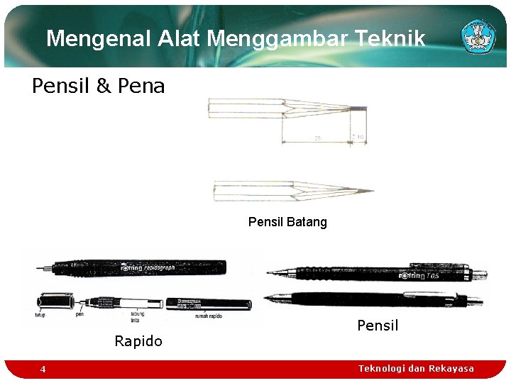 Mengenal Alat Menggambar Teknik Pensil & Pena Pensil Batang Rapido 4 Pensil Teknologi dan