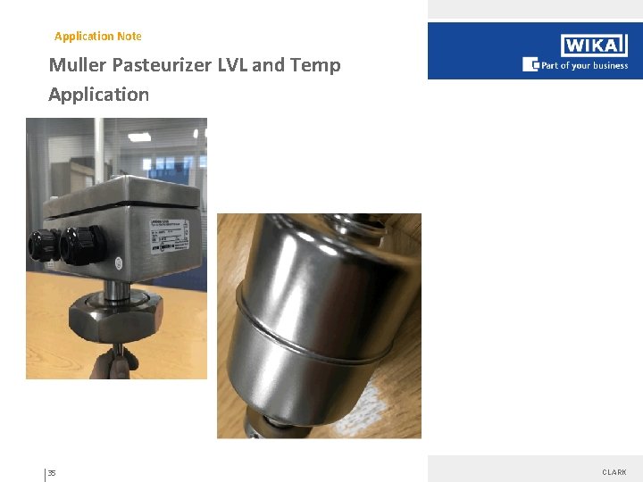 Application Note Muller Pasteurizer LVL and Temp Application 35 CLARK 