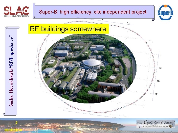 Super-B: high efficiency, cite independent project. Sasha Novokhatski “RF/Impedance” RF buildings somewhere 2 06/03/2010