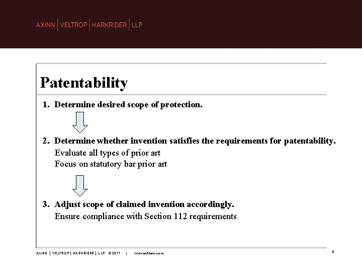 Patentability 1. Determine desired scope of protection. 2. Determine whether invention satisfies the requirements