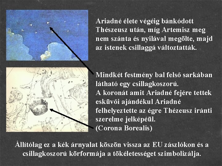 Ariadné élete végéig bánkódott Thészeusz után, míg Artemisz meg nem szánta és nyilával megölte,