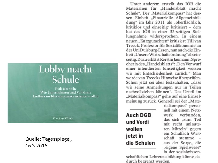 Quelle: Tagesspiegel, 16. 3. 2015 