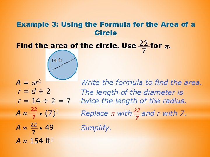 Example 3: Using the Formula for the Area of a Circle Find the area