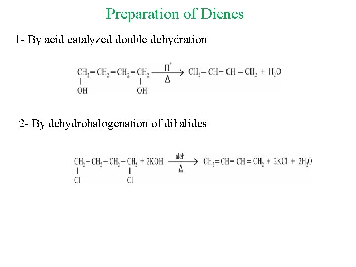 Preparation of Dienes 1 - By acid catalyzed double dehydration 2 - By dehydrohalogenation