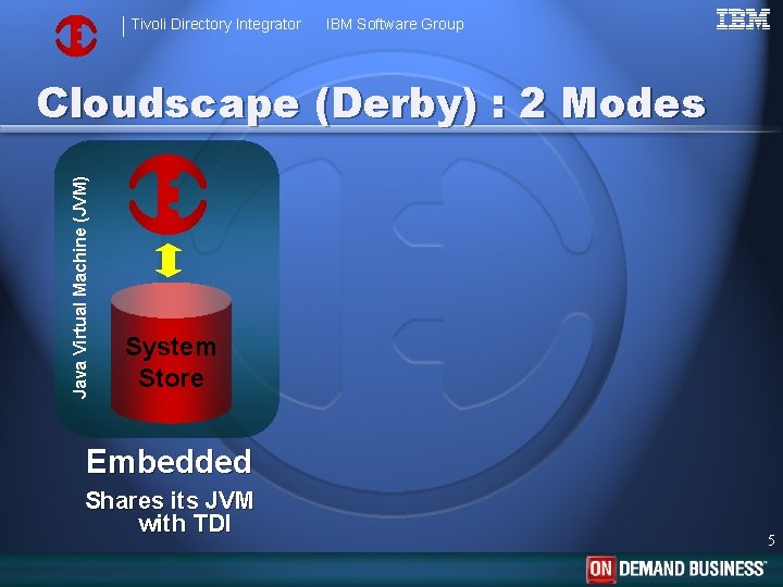 Tivoli Directory Integrator IBM Software Group Java Virtual Machine (JVM) Cloudscape (Derby) : 2