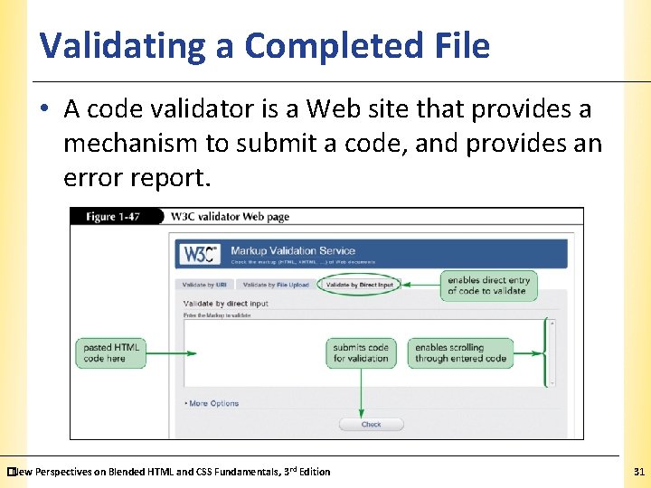 Validating a Completed File XP • A code validator is a Web site that Validating a Completed File XP • A code validator is a Web site that