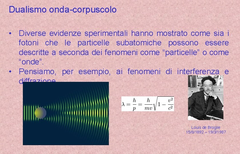 Dualismo onda-corpuscolo • Diverse evidenze sperimentali hanno mostrato come sia i fotoni che le