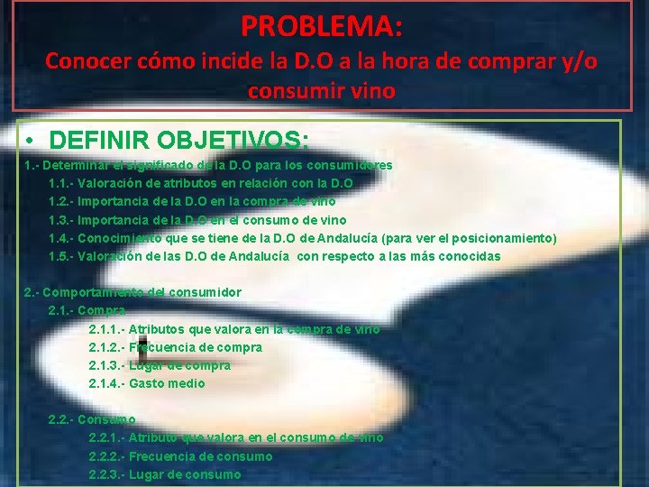 PROBLEMA: Conocer cómo incide la D. O a la hora de comprar y/o consumir