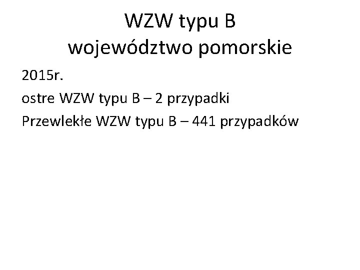 WZW typu B województwo pomorskie 2015 r. ostre WZW typu B – 2 przypadki