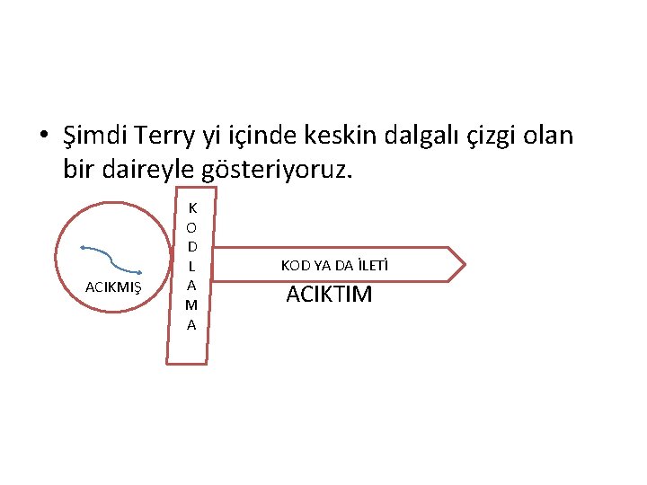  • Şimdi Terry yi içinde keskin dalgalı çizgi olan bir daireyle gösteriyoruz. ACIKMIŞ