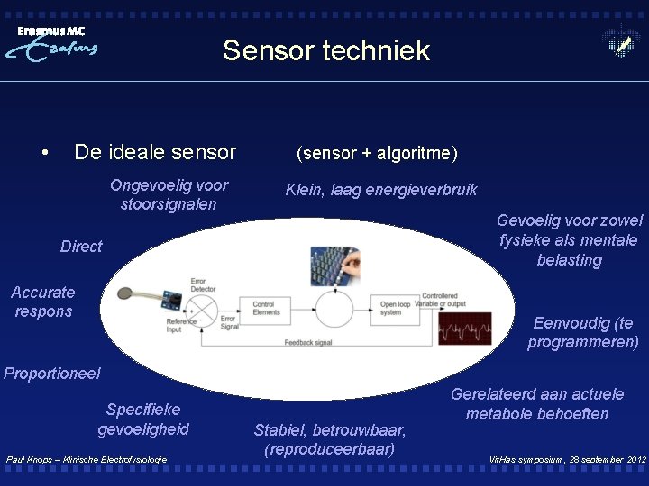 Sensor techniek • De ideale sensor Ongevoelig voor stoorsignalen (sensor + algoritme) Klein, laag