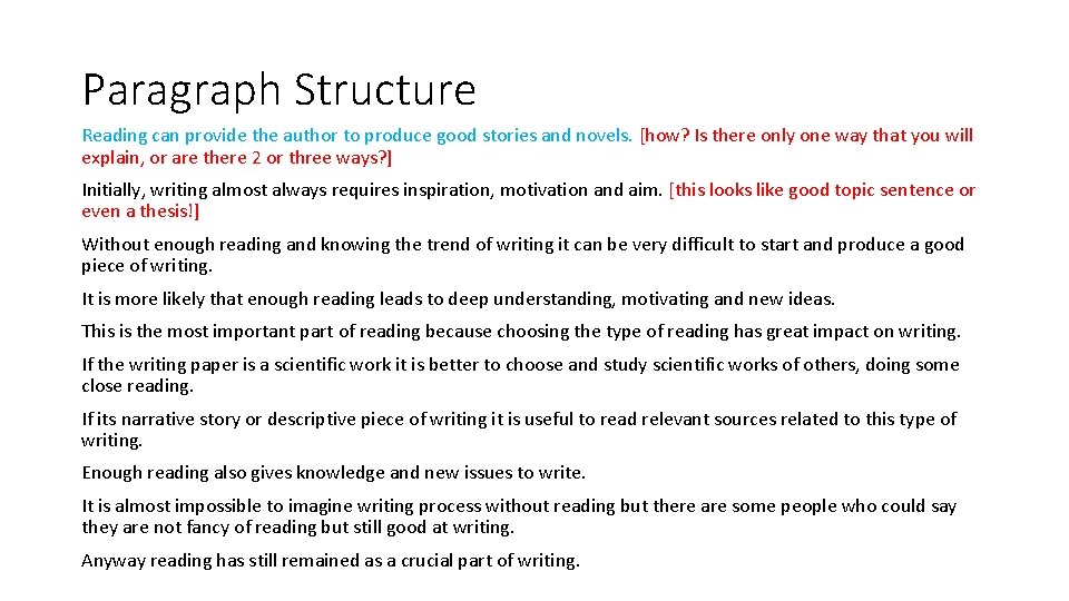 Paragraph Structure Reading can provide the author to produce good stories and novels. [how?