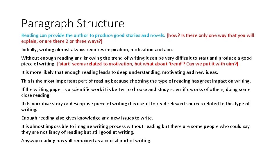 Paragraph Structure Reading can provide the author to produce good stories and novels. [how?