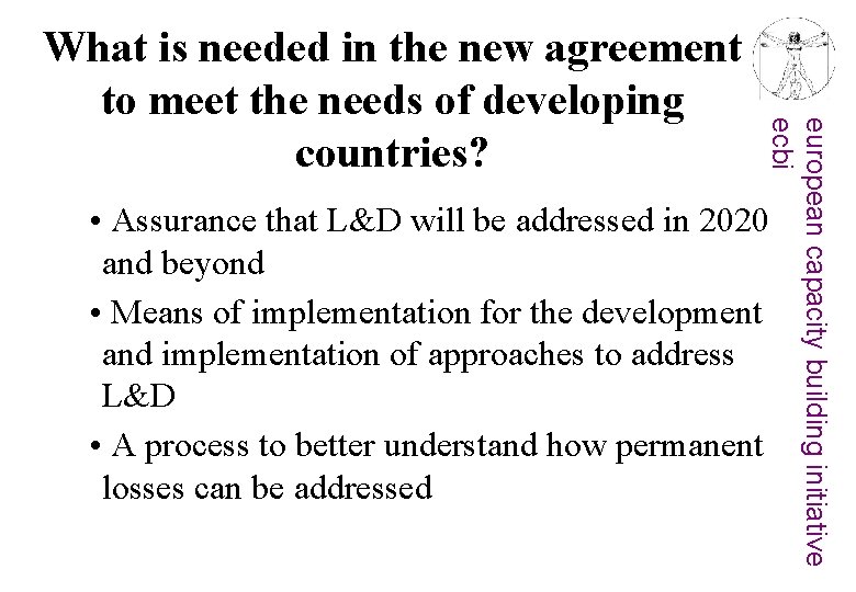 european capacity building initiative ecbi What is needed in the new agreement to meet