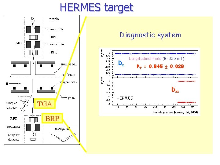 HERMES target Diagnostic system Dz Longitudinal Field (B=335 m. T) PT = 0. 845