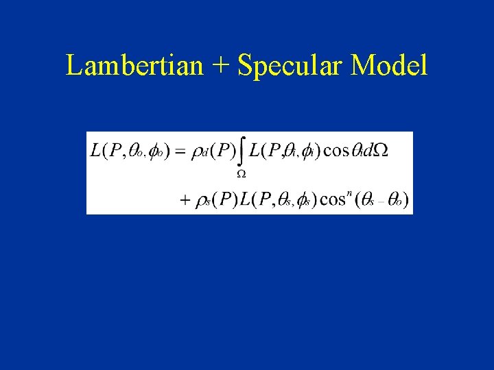 Lambertian + Specular Model 