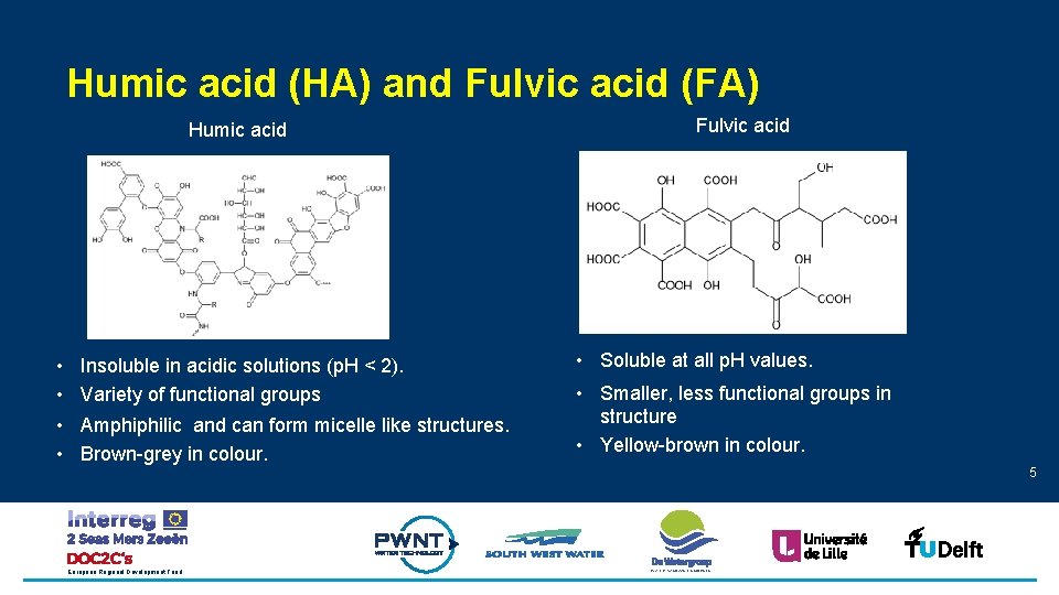 Humic acid (HA) and Fulvic acid (FA) Humic acid • • Insoluble in acidic