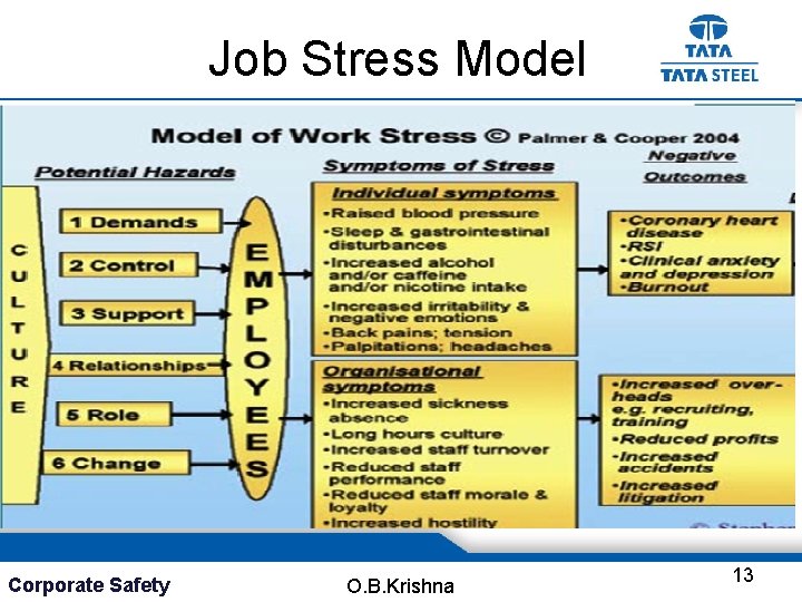 Job Stress Model Corporate Safety O. B. Krishna 13 